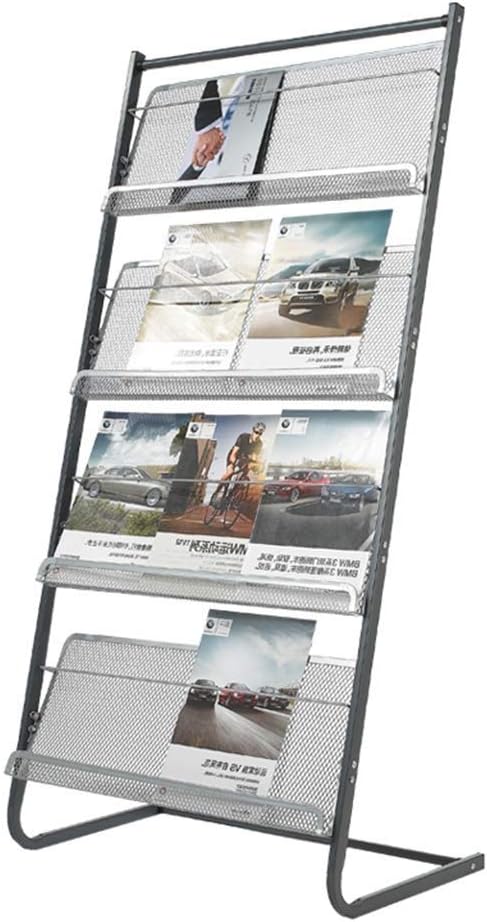 Wrought Iron Floor-Standing Magazine Rack, 4-Layer Publicity Album Display Stand, Shelf, Suitable for Schools, Offices, Banks, Etc