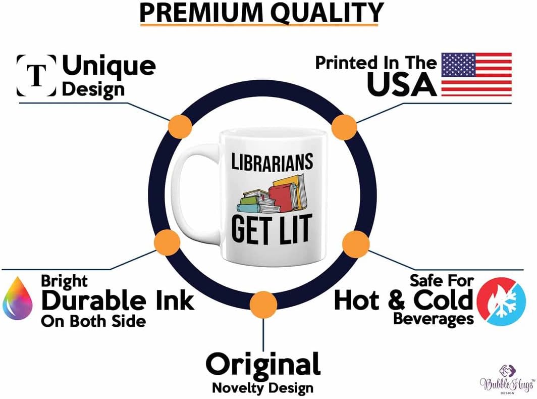 Book Lover Coffee Mug 11oz White - Librarians get lit - Gifts for Book Club Readers Book Nerd Librarians Book Worm Bookish