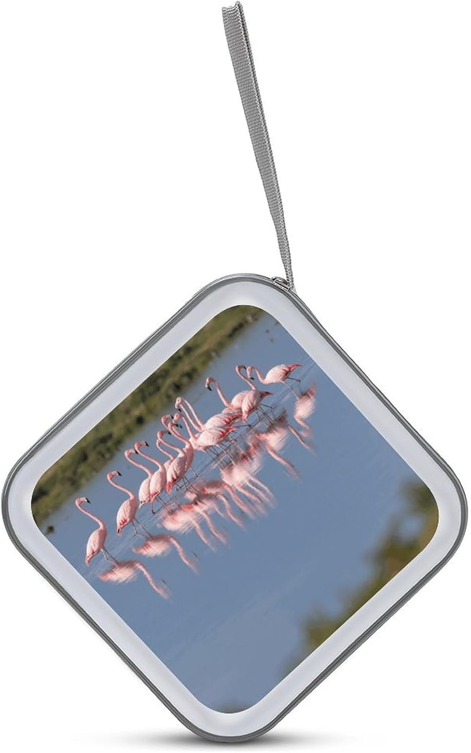 A Flock of Flamingos CD Case Portable Zipper CD Case 40 Capacity Hard Plastic DVD Cases Holder Large Storage Disc Wallet Bag for Car Home Travel DVD Collection Bag