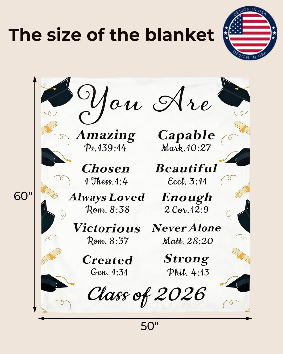 2026 Graduation Stuff & Senior Night Party Supplies - Class of 2026 Flannel Throw Blanket 50"x60" | Bulk Gifts for Seniors, Soft Commemorative Graduation Decor
