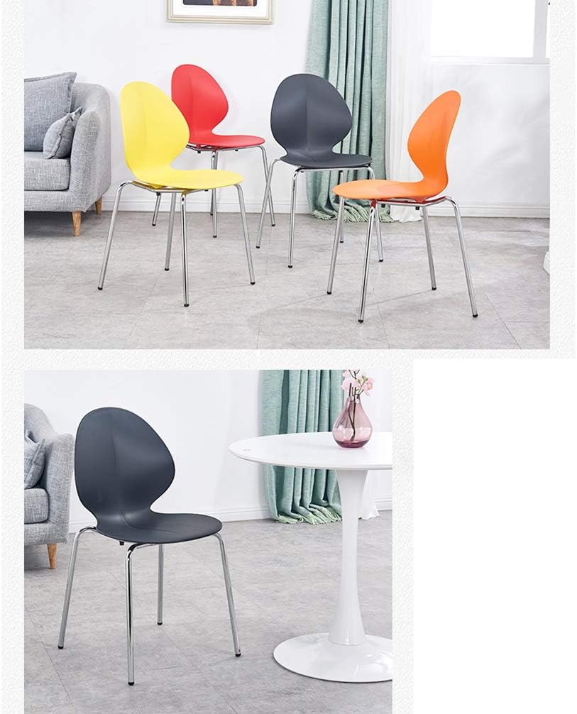 RXBFD Comfortable Chair Modern PP Plastic Dining Chair with Metal Legs,Ergonomically Designed Comfort Curve, for Living Room/Cafe/Lounge/Study Room/Dining Room/Pub Leisure Chair
