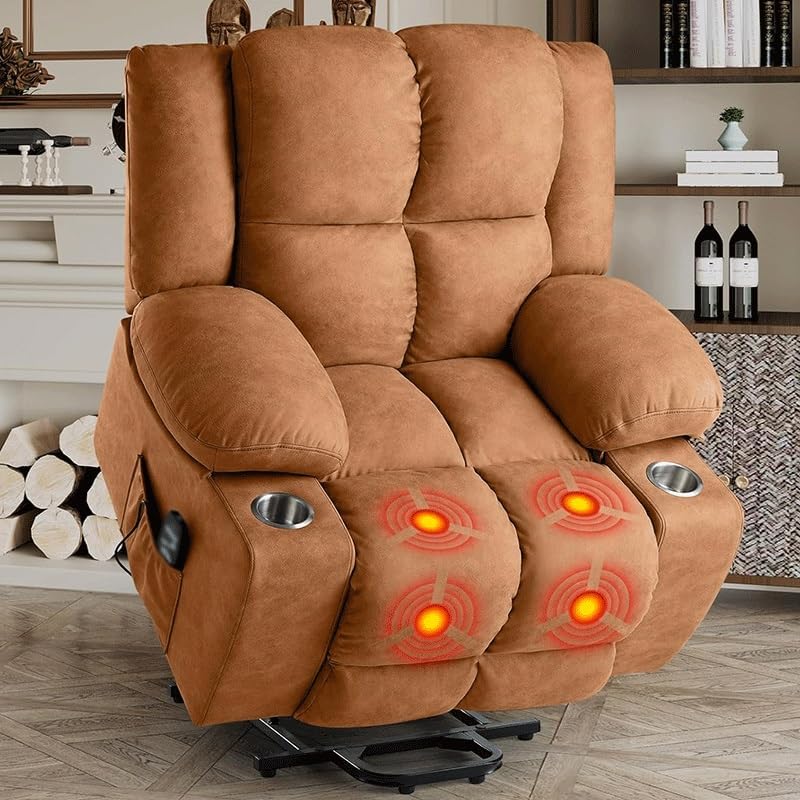 Adults Massage Recliner Chair, Ergonomic Leisure Chair Classic Single Sofa, Living Room Recliner Sofa with Massage and Heated, Cup Holders and USB Port