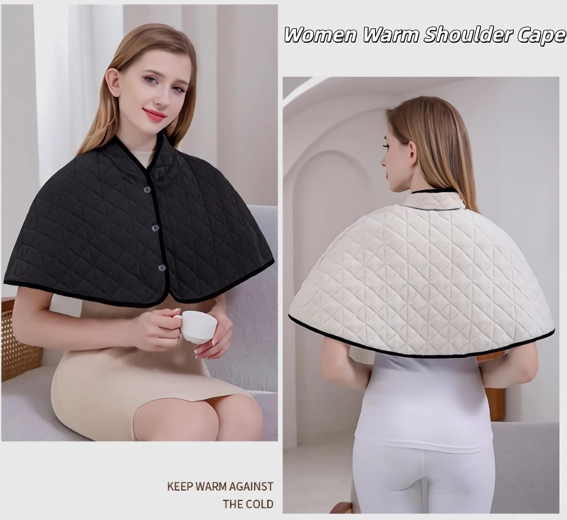 Women Warm Shoulder Cape Winter Thick Fleece Shoulder Wrap Shawl Thermal Neck Back Warmer Windproof Plush Pad