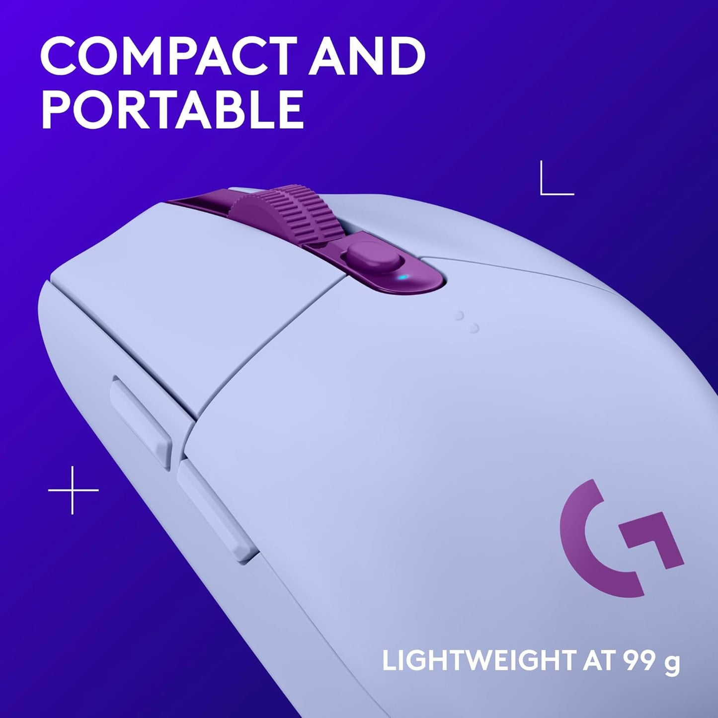 Logitech G305 Lightspeed Wireless Gaming Mouse, Hero Sensor, 12,000 DPI, Lightweight, 6 Programmable Buttons, 250h Battery, On-Board Memory, Compatible with PC, Mac - Lilac