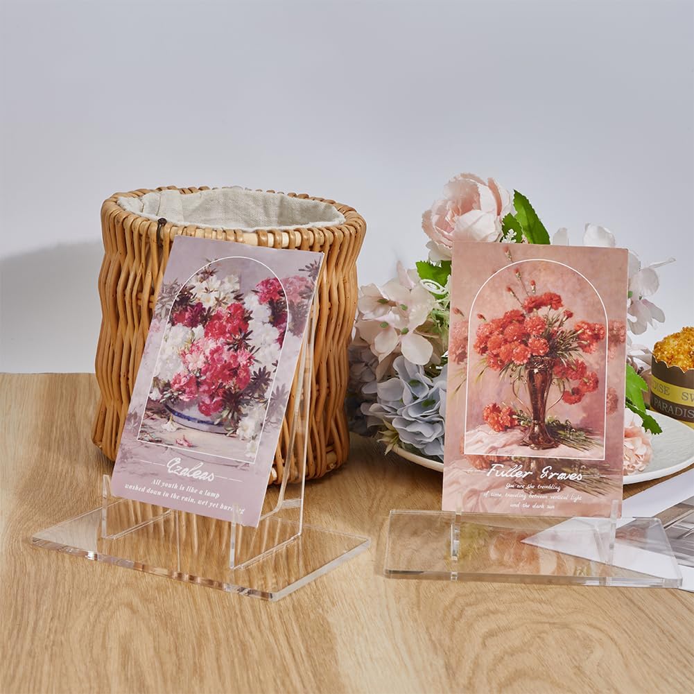 2Pcs Acrylic Book Stand Adjustable Clear Display Holder Easel with Deep Support Shelves Book Picture Frames Collecter Stand Holder 3.94×5.91 Inch for Photos Books Picture Table Top Holder