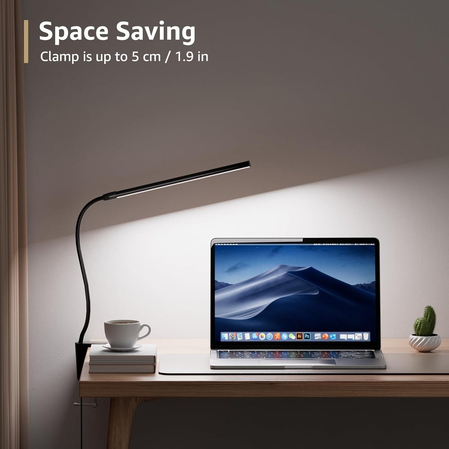 Lepro Clip on Desk Lamp LED Reading light Dimmable USB Small Clamp Lamp with 3 Color Modes 10 Brightness, Adjustable Flexible Gooseneck Table Light for Bed Headboard, Nail, Home Office,Computer(Black)