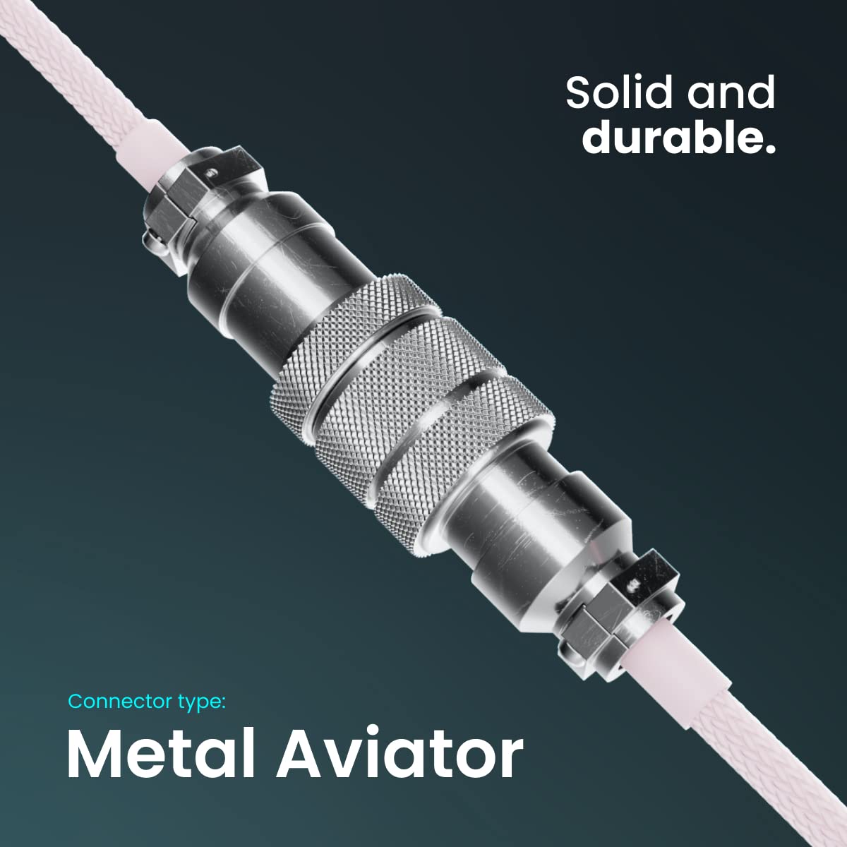 PWNAGE Ultra Custom Coiled Aviator USB C Cable for Gaming Keyboard, Double-Sleeved Mechanical Keyboard Cable with Detachable Metal Aviator, 1.8M USB-A to USB-C, Pink Color (Pink)