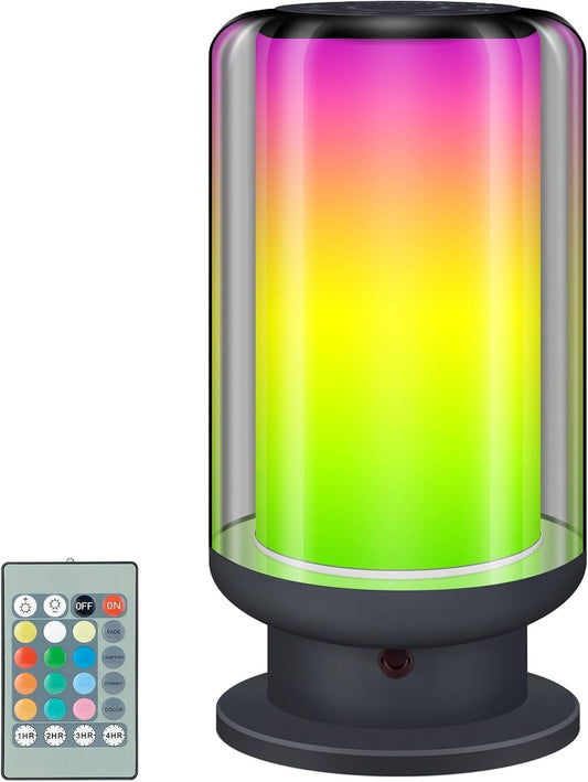 BIGMONAT Bedside Table Lamp Kids with Remote, Color Changing Desktop Led Light with Timer Setting, Dimmable RGB Night Light,Warm White Light Nightstand Lamp for Bedroom,Living Room(Black-1Pack)