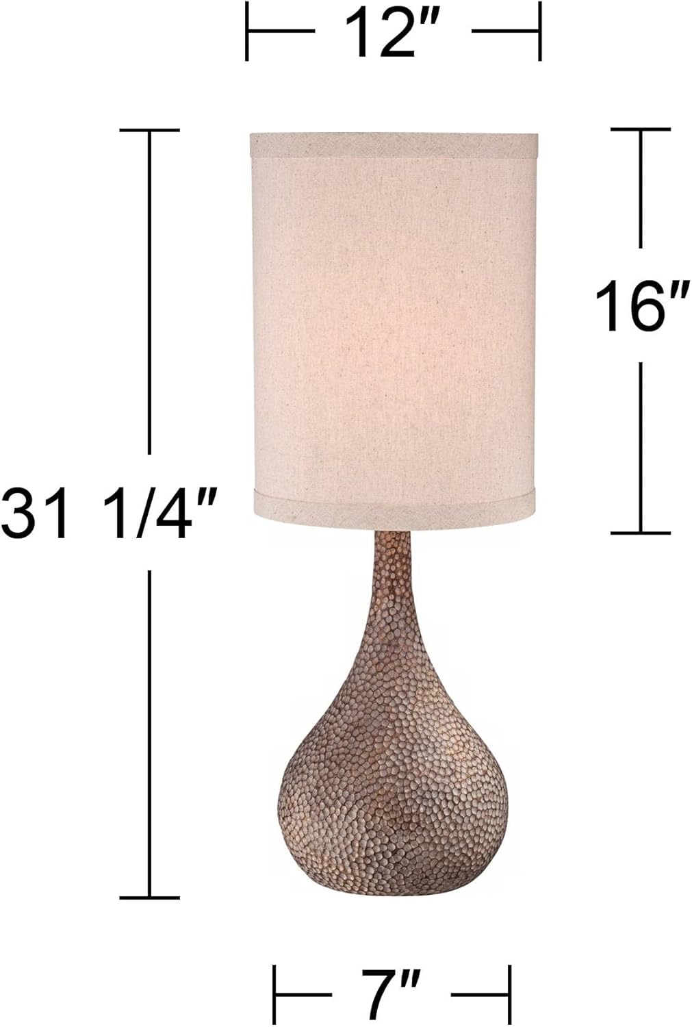 360 Lighting Chalane 31 1/4" Tall Gourd Large Farmhouse Rustic Modern Coastal End Table Lamps Set of 2 Brown Hammered Bronze Finish Living Room Bedroom Bedside Nightstand House White Shade