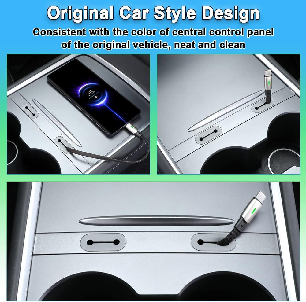 Carbar Tesla USB Hub for Model 3 2021-2023, Model Y 2019-2023 Automotive Center Console Cable Organizer with Charging Cable Management Holder, Ideal for Tesla Model Y and Model 3 Accessories