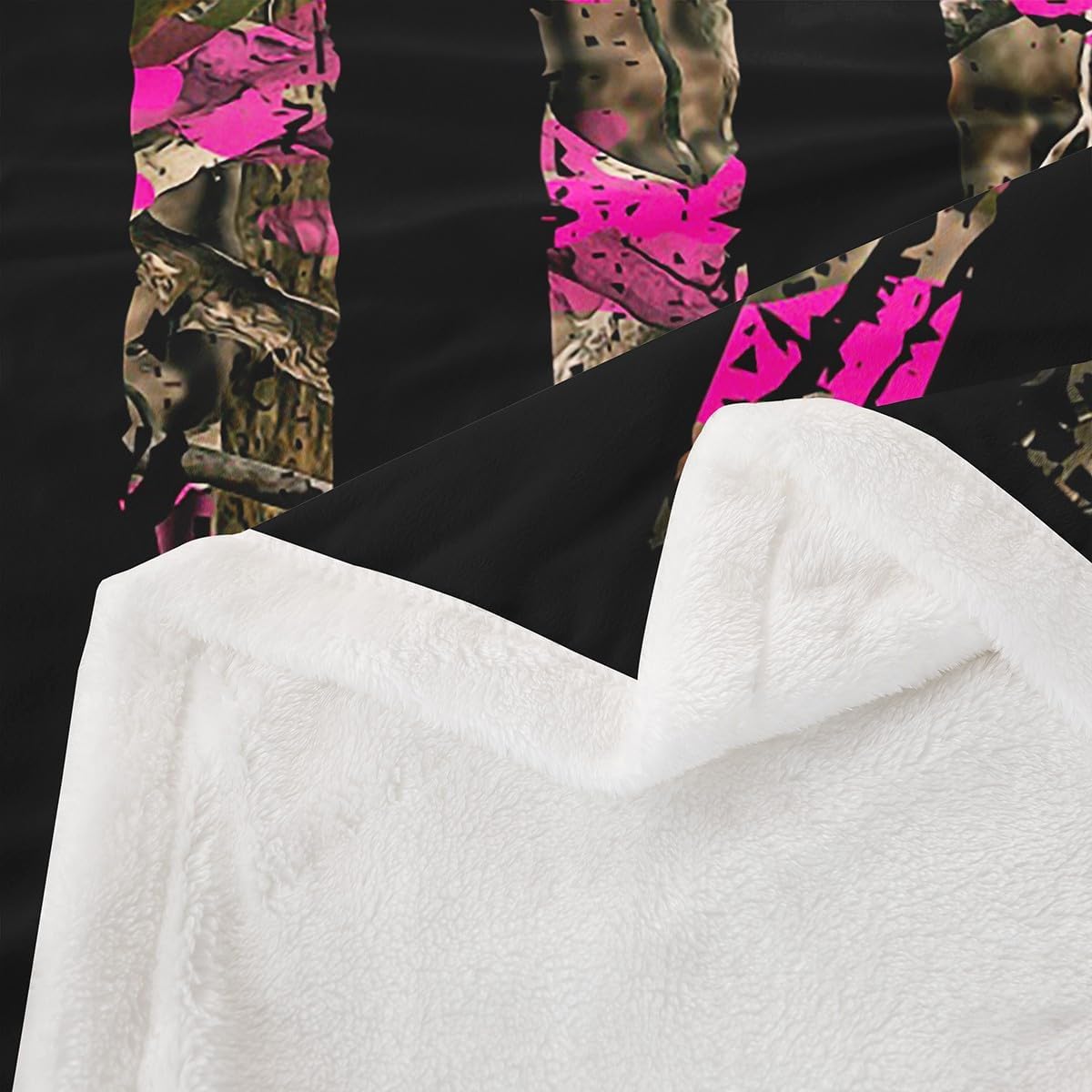 Feelyou Hot Pink Camouflage Sherpa Twin 60"x80" Camo Wild Fleece Throw Blanket for Bed Sofa Couch Kids Women Men Wild Hunting Plush Blanket Military Style Fuzzy Blanket Room Decor