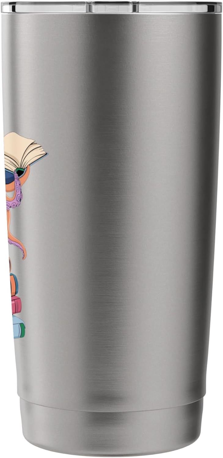 Octopus Reading Book Coffee Lover Bookaholic Bookworm Reader Stainless Steel Insulated Tumbler
