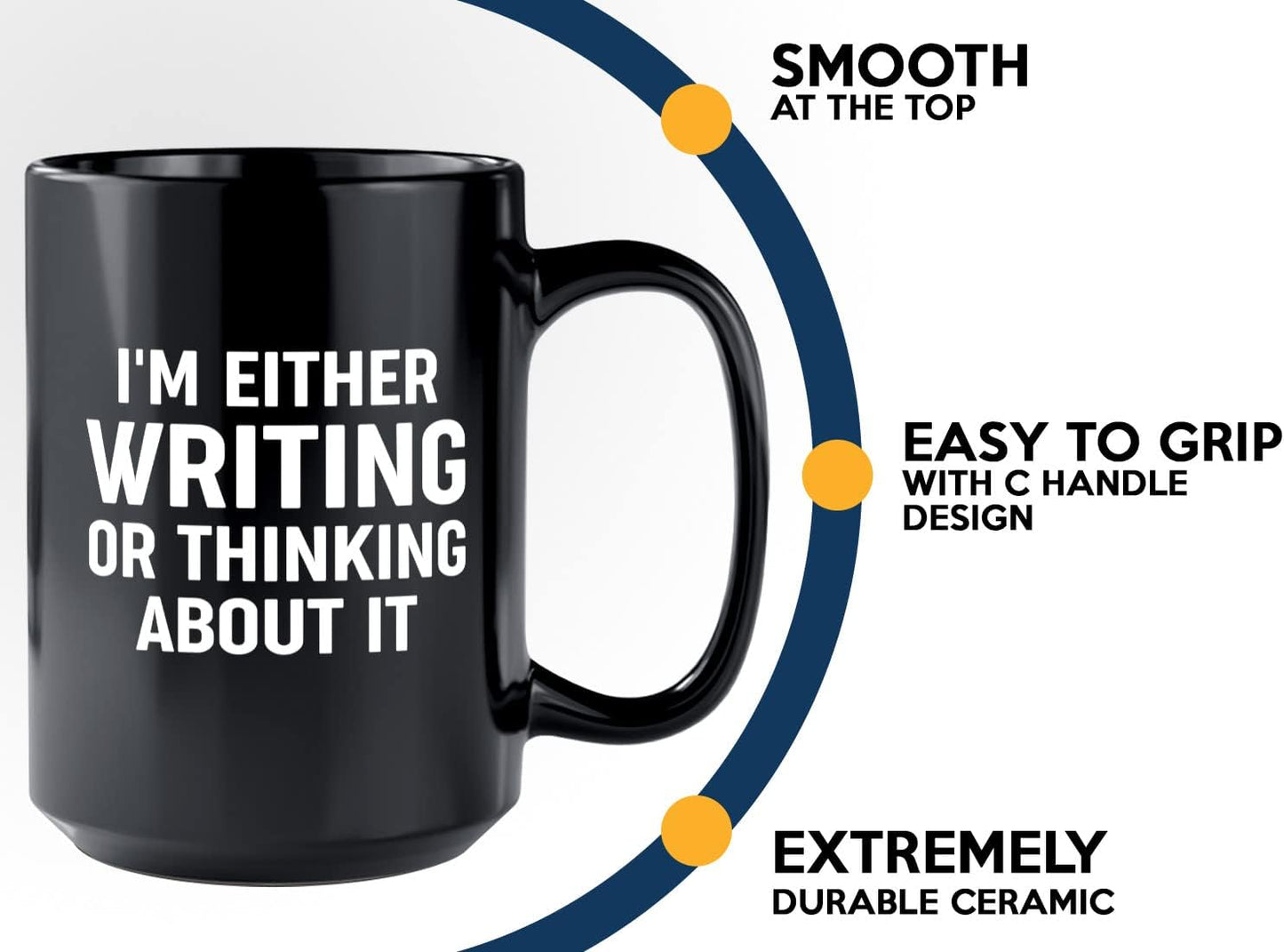 Journalist Coffee Mug 15oz Black -Writing or Thinking - Reading Lover Book Club Gift Author Appreciation Writer Journalism Novelist Scriptwriter