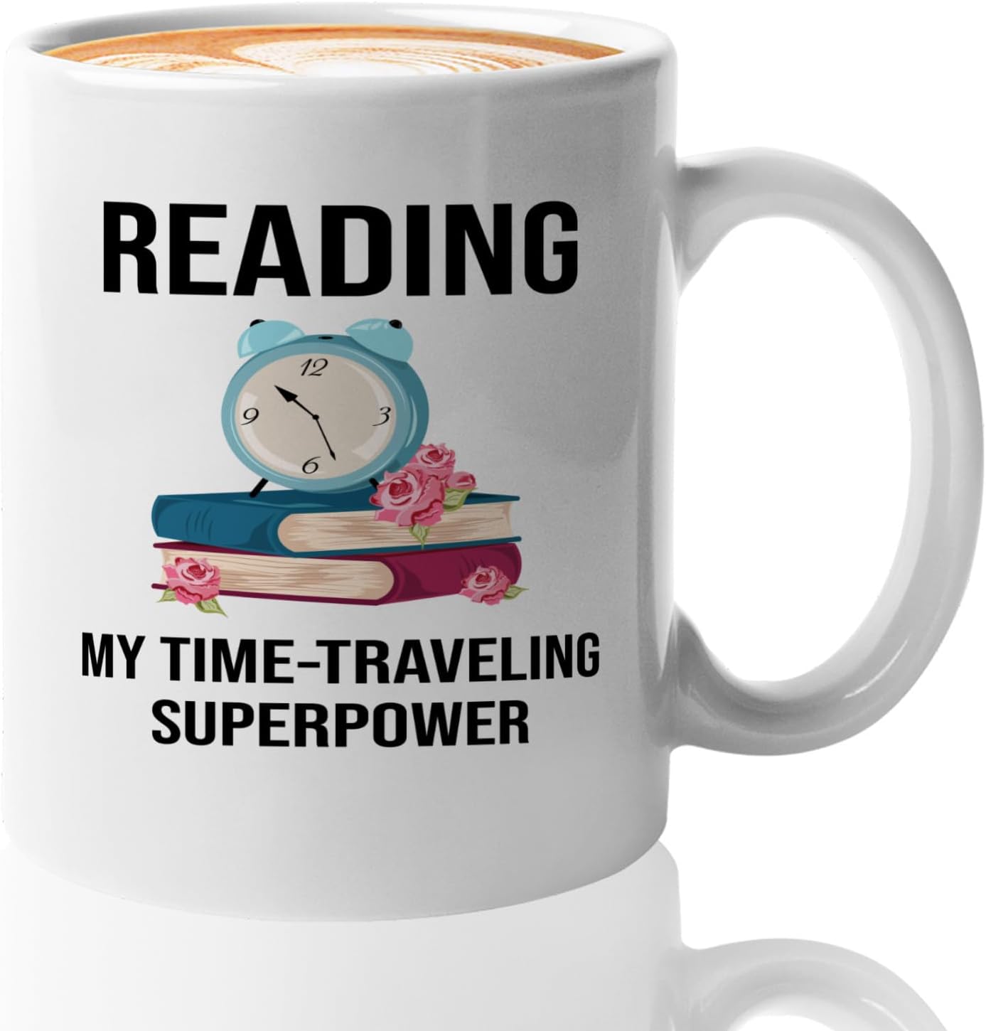 Book Lover Coffee Mug 11oz White -Time-traveling Sprpwr - Gift For Poets Bookish People Bibliophile Librarian Book Club Reader