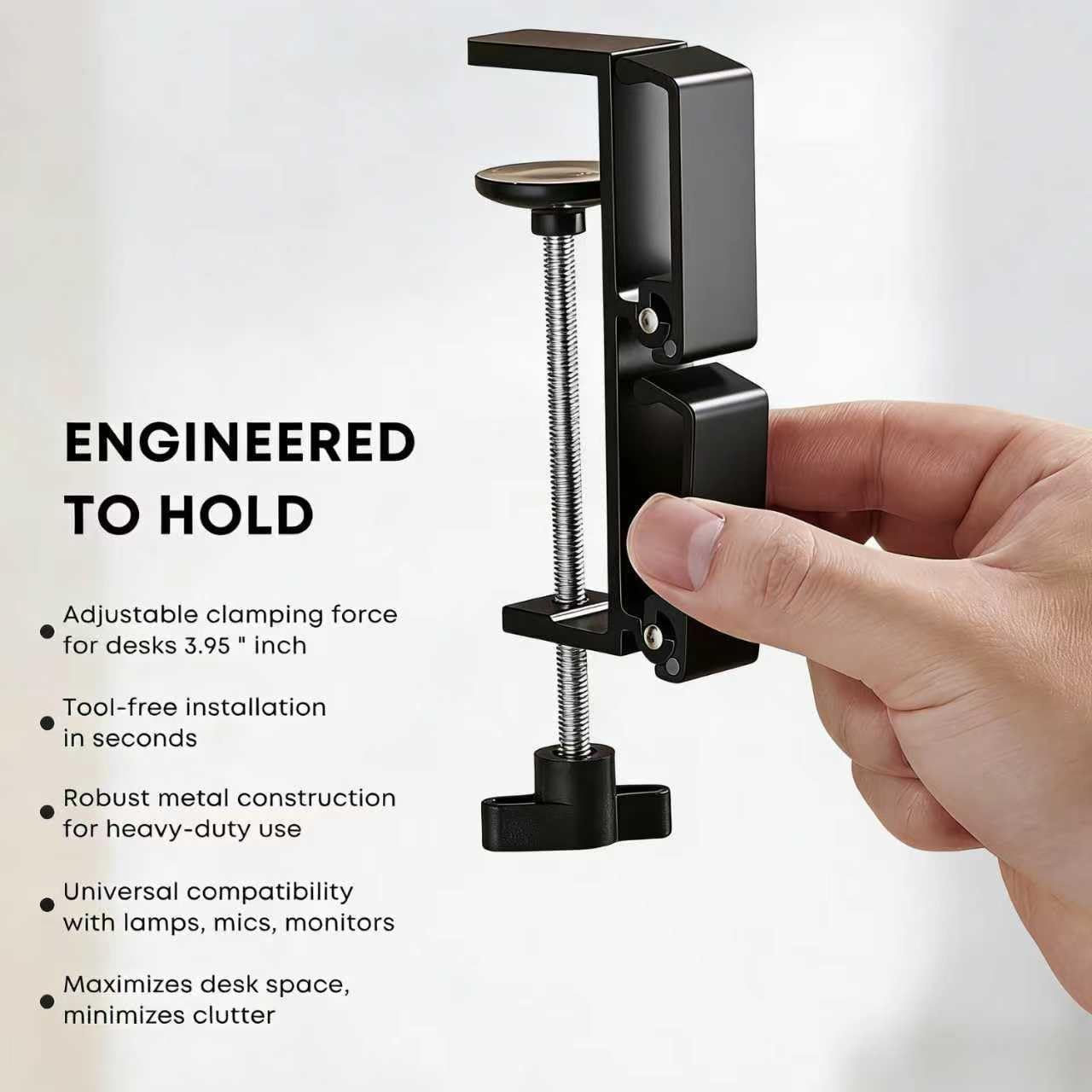 JAKO New Foldable Headphone Stand for Desk, Aluminum Alloy Headphone Holder - Headset Stand Hook Space Save Mount, Universal Fit PC Gaming Headsets Holder Under Desk Clamp for Office, Computer Table