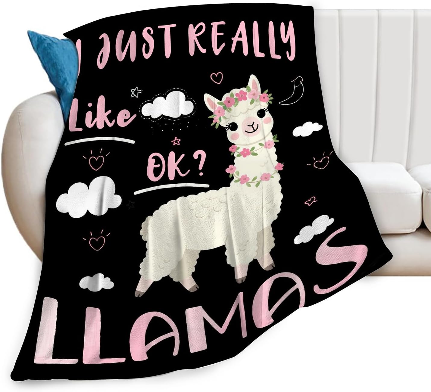 Cute Llamas Blanket, Soft Plush Fleece Animal Throw Blanket - Cozy Warm Stuff Blankets Bedding Llamas Gifts for Women Girls Kids Adults 40"X50"