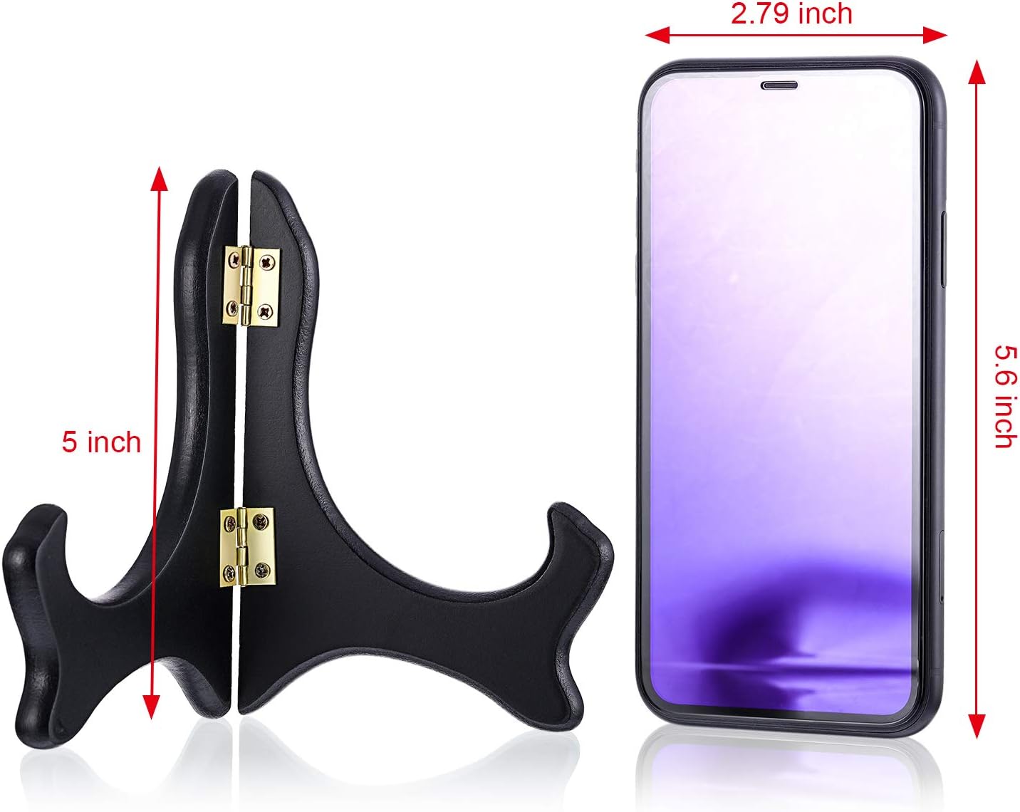 Tatuo 4 Packs 5 Inch Wooden Display Stand Decorative Plate Stands for Display Picture Frame Holder Easels(Black)