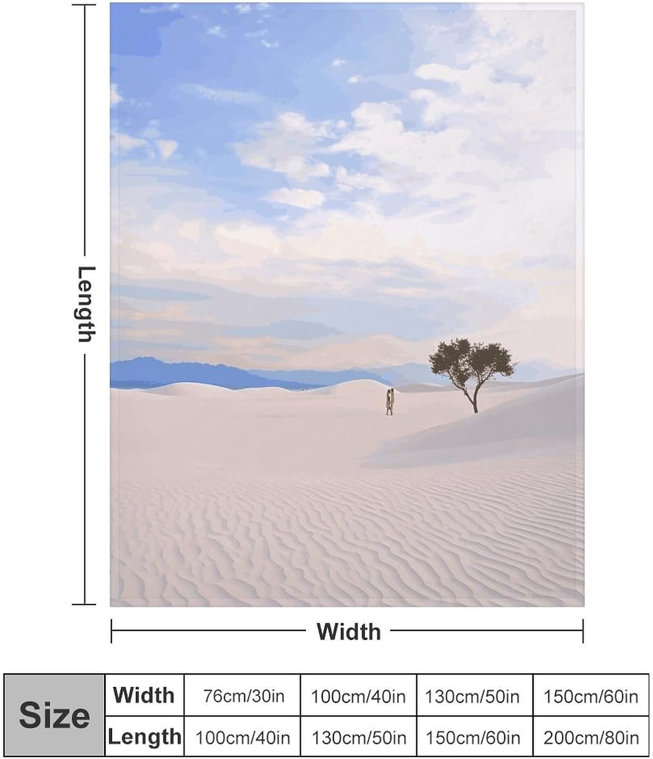 Romantic White Sand Landscape Blanket Super Soft Lightweight Throw Blanket Cute Cozy Warm Bed Blanket Decorative Fuzzy Blanket All-Season Home Decor Gift for Sofa Couch Living Room 50"*60"（130*150cm）