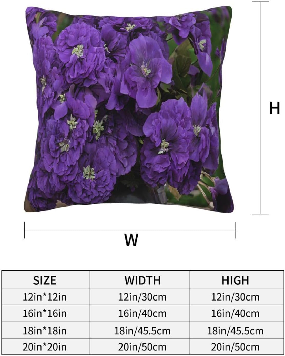 All-Season Square Pillow Covers 18"X18", Lavender Bouquet, Decorative Throw Pillow Covers for Sofa Bed Couch, Hidden Zipper Cushion Cover, Square Lumbar & Accent Pillowcases for Home Decor