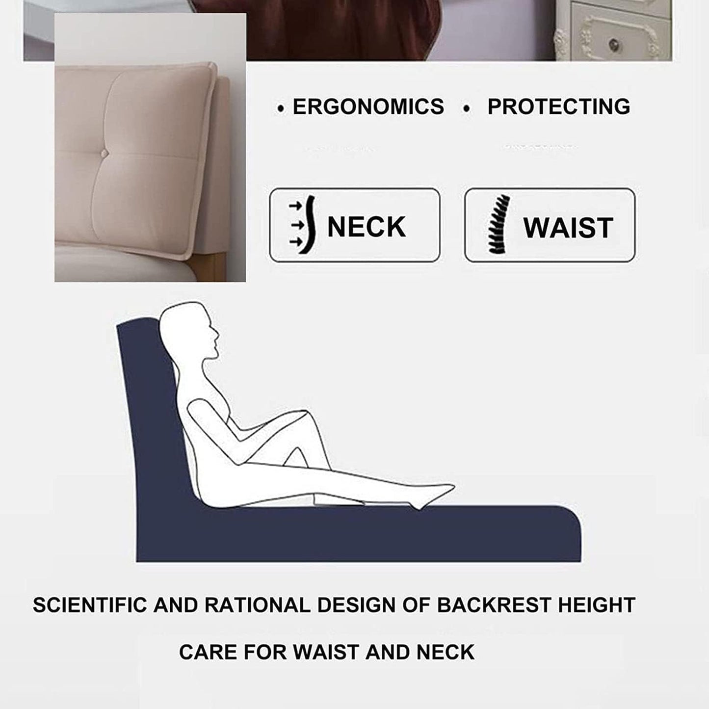 Adult Headboard Cushion Bed Backrest Pillow Wall Pillow Lumbar Pad Upholstered Bench Cushion Removable Cover(Size:No headboard 78.7"/200cm,Color:A)