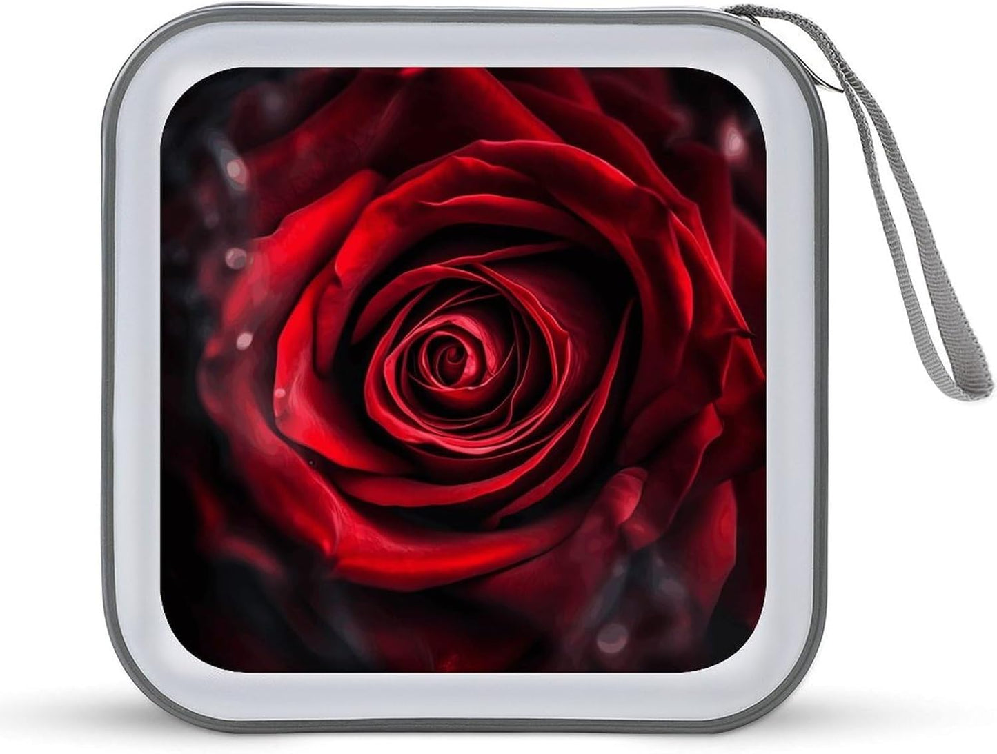 Red Rose Portrait CD Case 40 Capacity Case Zipper CD Collection Bag with Handles Cover DVD Storage Hard Plastic DVD Disc Cases Storage Binder for Car Home Office Travel