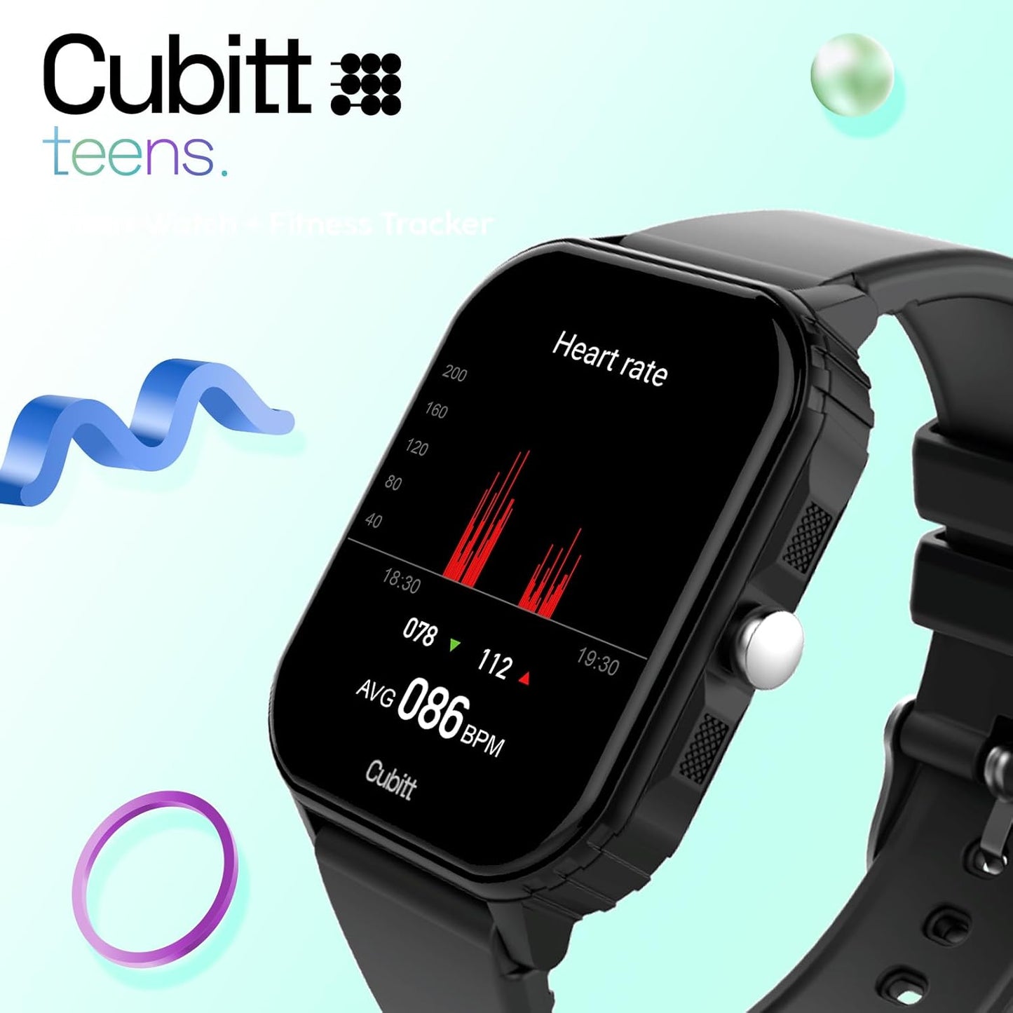 Cubitt Teens Smart Watch Fitness Tracker for Teens, with Heart Rate, Blood Pressure, Blood Oxygen, Sleep Monitor, 20+ games, Alarms, Activity Tracker 1.69'' HR Touch Screen, IP68 Waterproof