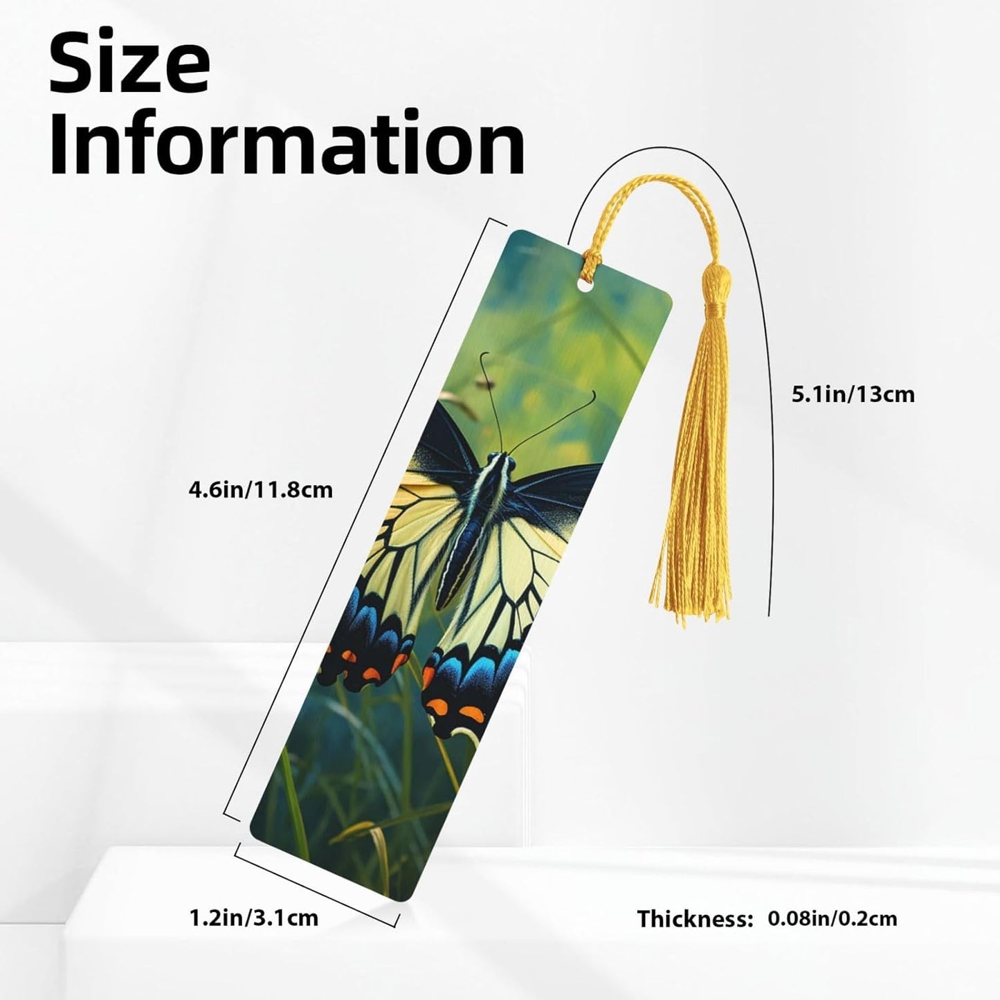 Butterfly on Stem Bookmarks Gifts for Women Men, Wooden Bookmarks for Book Lovers, Vintage Book Marks Ornaments with Tassel, Unique Personalized Reading Page Markers Gold