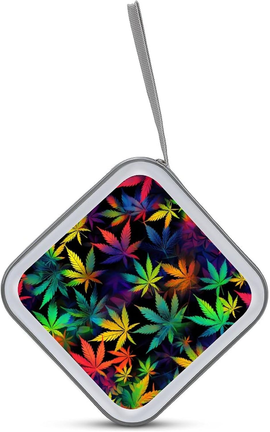 Trippy Weed Tie Dye Funny CD Case 40 Capacity DVD Storage Holder Portable Disc Wallet Organizer Bag for Home Travel Car