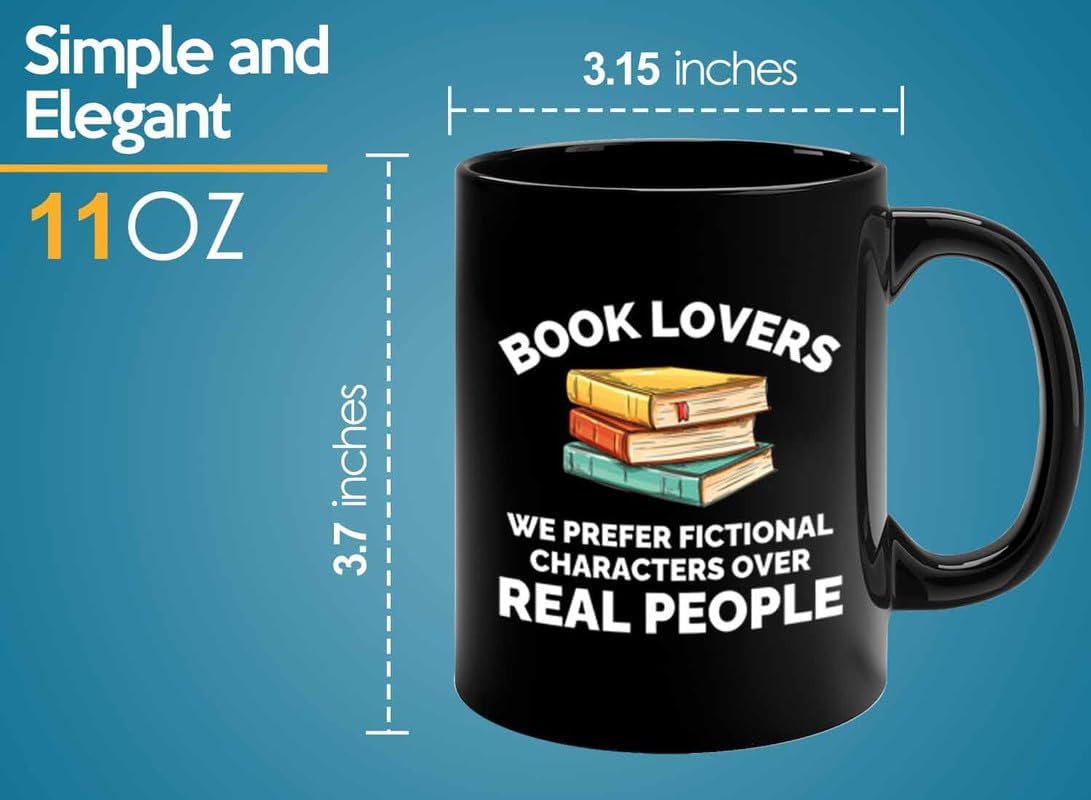 Book Lover Coffee Mug 11oz Black - We prefer fictional - Gift For Poets Bookish People Bibliophile Librarian Book Club Reader