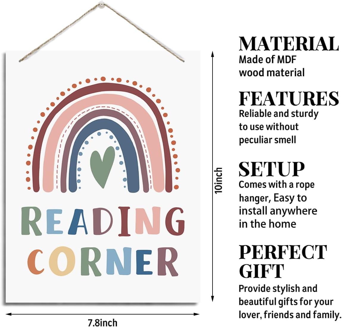 Reading Corner Sign, Farmhouse Wood Sign, Rustic Hanging Wood Plaque Sign, Library Wall Decoration, Classroom Decor, Bookstore Decor Ornaments, Rustic Door Hanger, Classroom Decoration