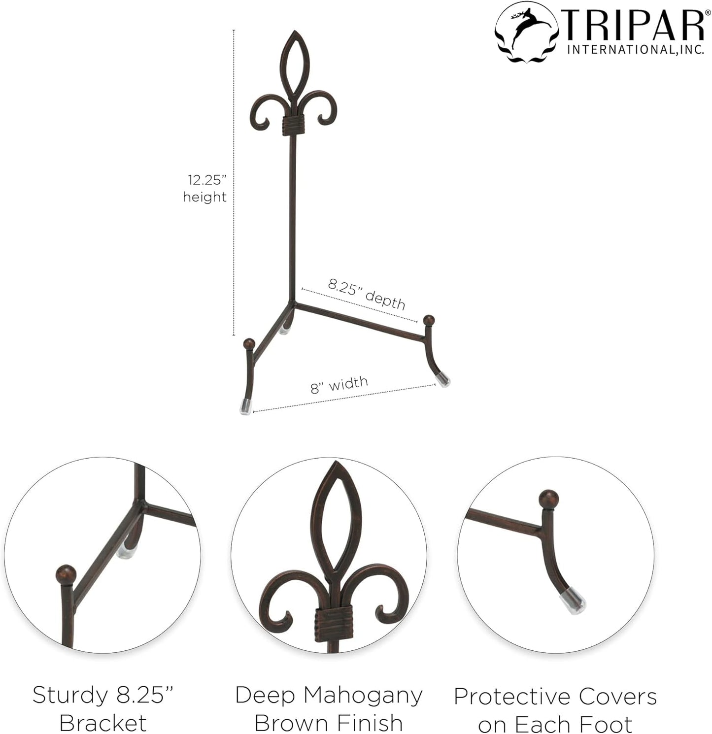 TRIPAR Large York Metal Display Stand for Pictures, Artwork, Bowls, Cookbooks, Platters, & Plates