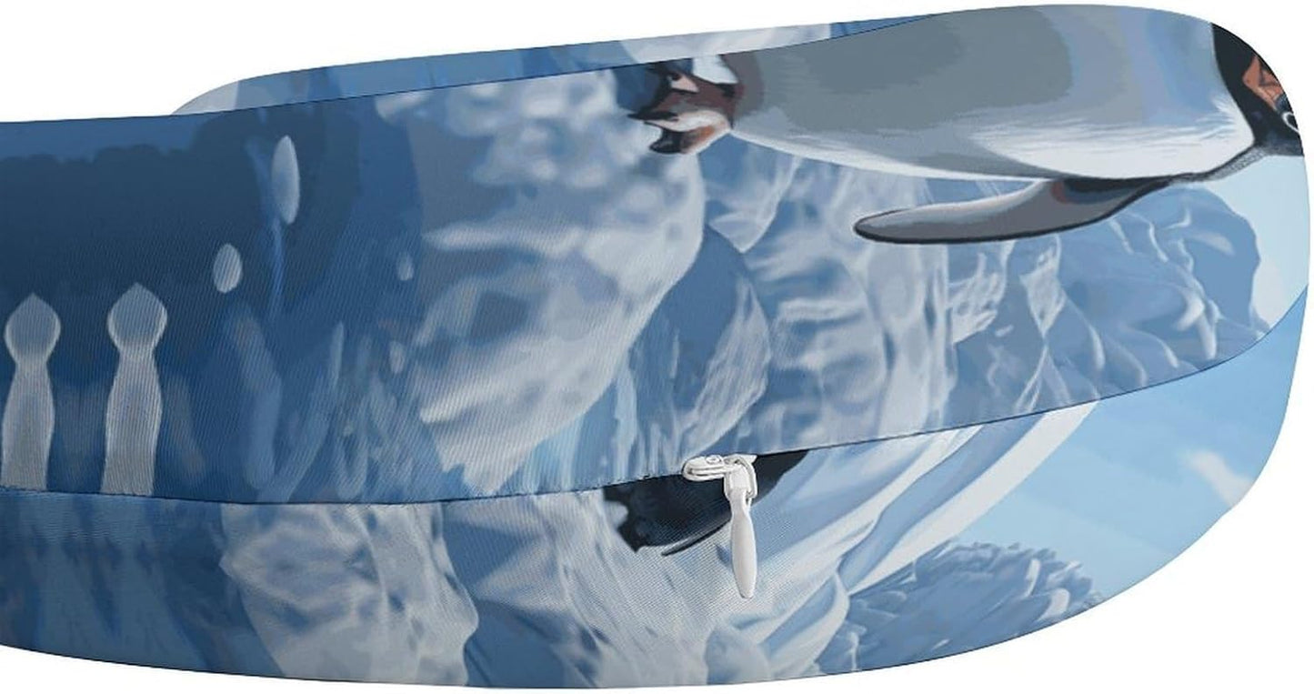 Penguin Antarctica Ice Neck Pillow Memory Foam U Shaped Pillows Portable Pillows for Shoulder Travel Head Support Pillow with Concealed Zipper for Airplane Car Home Office