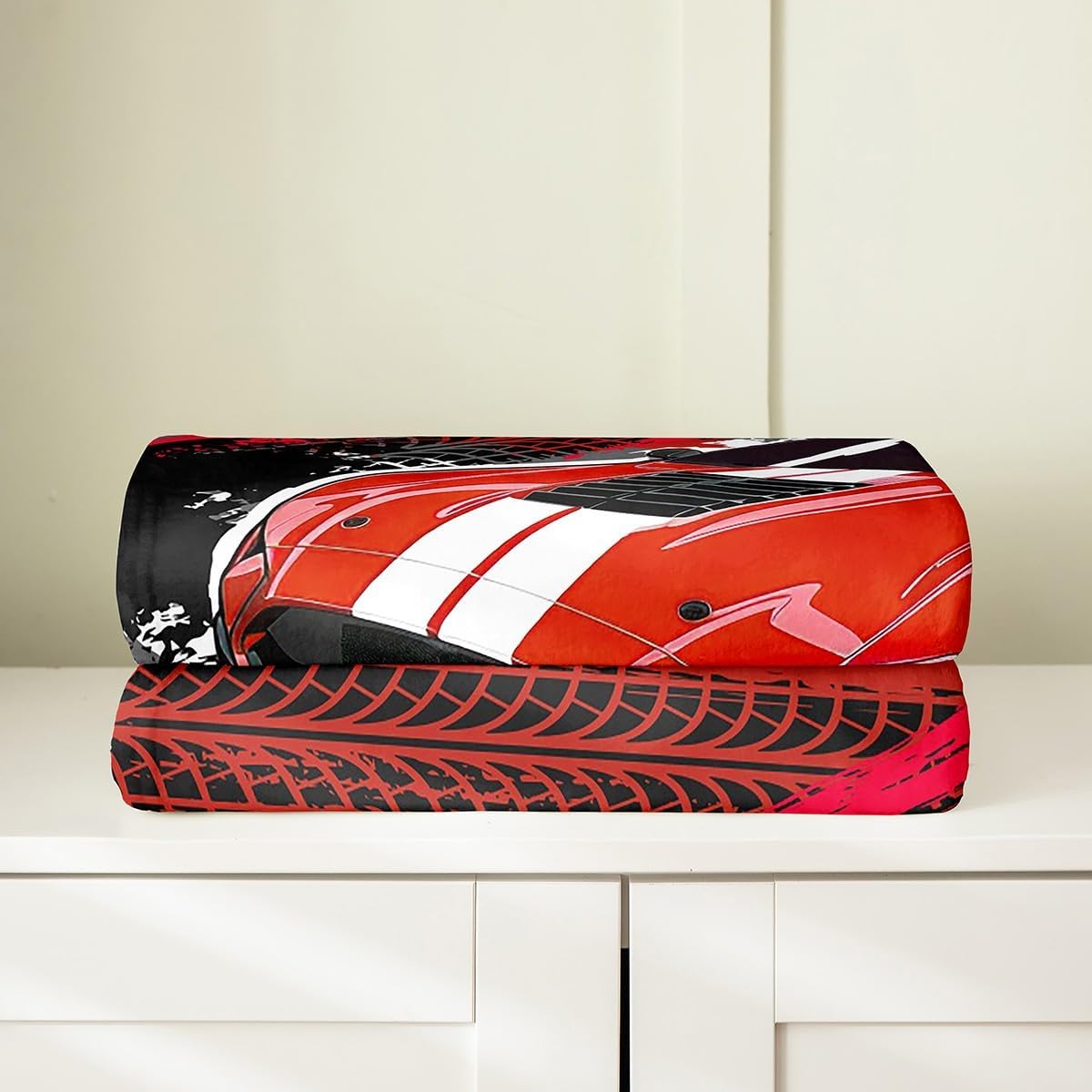 Erosebridal Race Car Throw Blanket Twin 60x80 Red Racing Car Fleece Blanket for Kids Boys Youth,Hippie Sports Car Flannel Blanket Lightweight Dirt Car Track Plush Blanket Sofa Bed Couch Decor