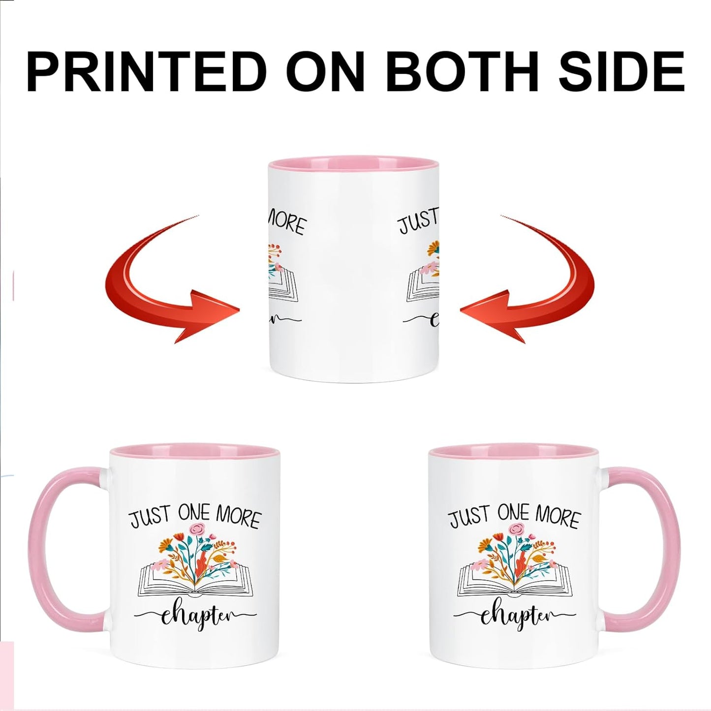 Cabtnca Book Lovers Gifts, Christmas Gifts for Book Lovers Women Readers, Just One More Chapter Mug, Librarian Gift for Readers, Bookaholic, 11 Oz