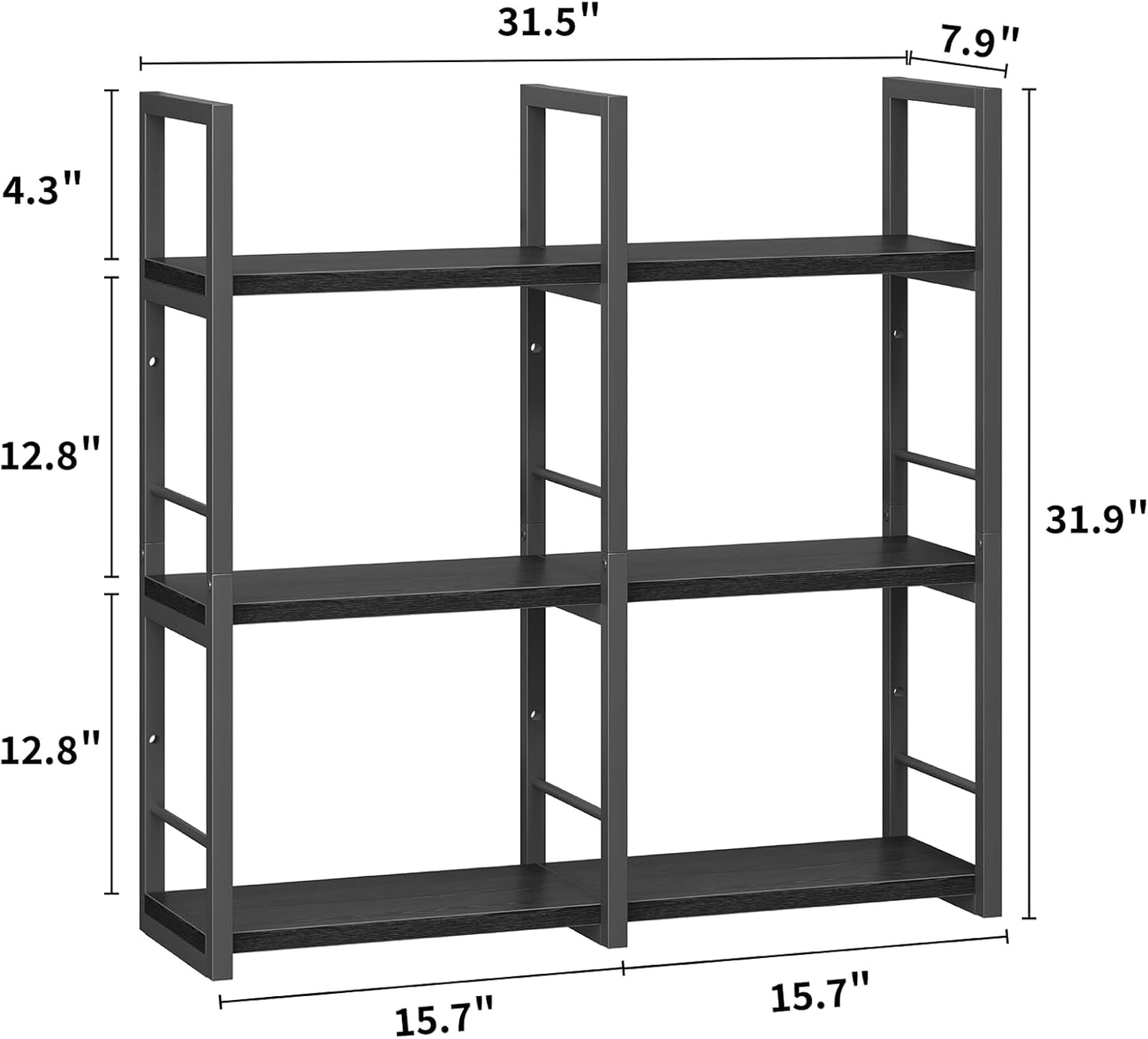 Wall Shelves, 31.5 Inch Floating Shelves for Books and Home Decor, Large Wood Wall Mounted Shelves for Office Bedroom Laundry Bathroom Corner, Black