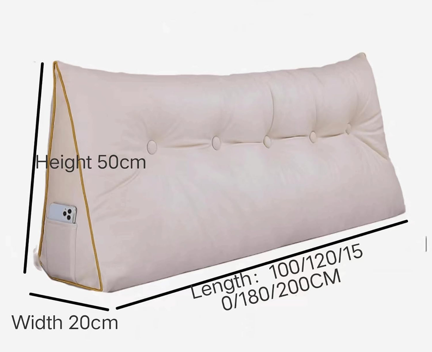 Solid Color Triangle Cushion Reading Bed Rest Pillow,Triangular Headboard Pillow,Wedge Large Backrest Sofa Bed Support Pillowboard Removable Pillow(Size:150x50x20cm,Color:A)