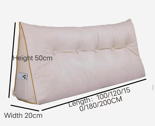 Solid Color Triangle Cushion Reading Bed Rest Pillow,Triangular Headboard Pillow,Wedge Large Backrest Sofa Bed Support Pillowboard Removable Pillow(Size:150x50x20cm,Color:A)