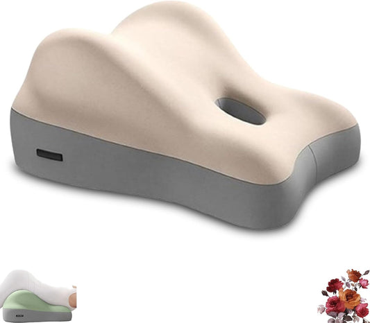 Couples Pillow for Intimacy, Ergonomic Bumpy Position Butt Cushion, Discreet Memory Foam Support Pillow for Couples (Beige Gray)