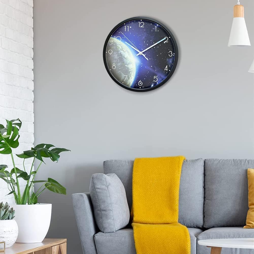 OCEST 12 Inch Night Light Wall Clock for Bedroom, Silent Lighted up Wall Clock Glow in The Dark, Easy to Read, Large Digital Display, Battery Operated for Living Room Kitchen-Blue Earth