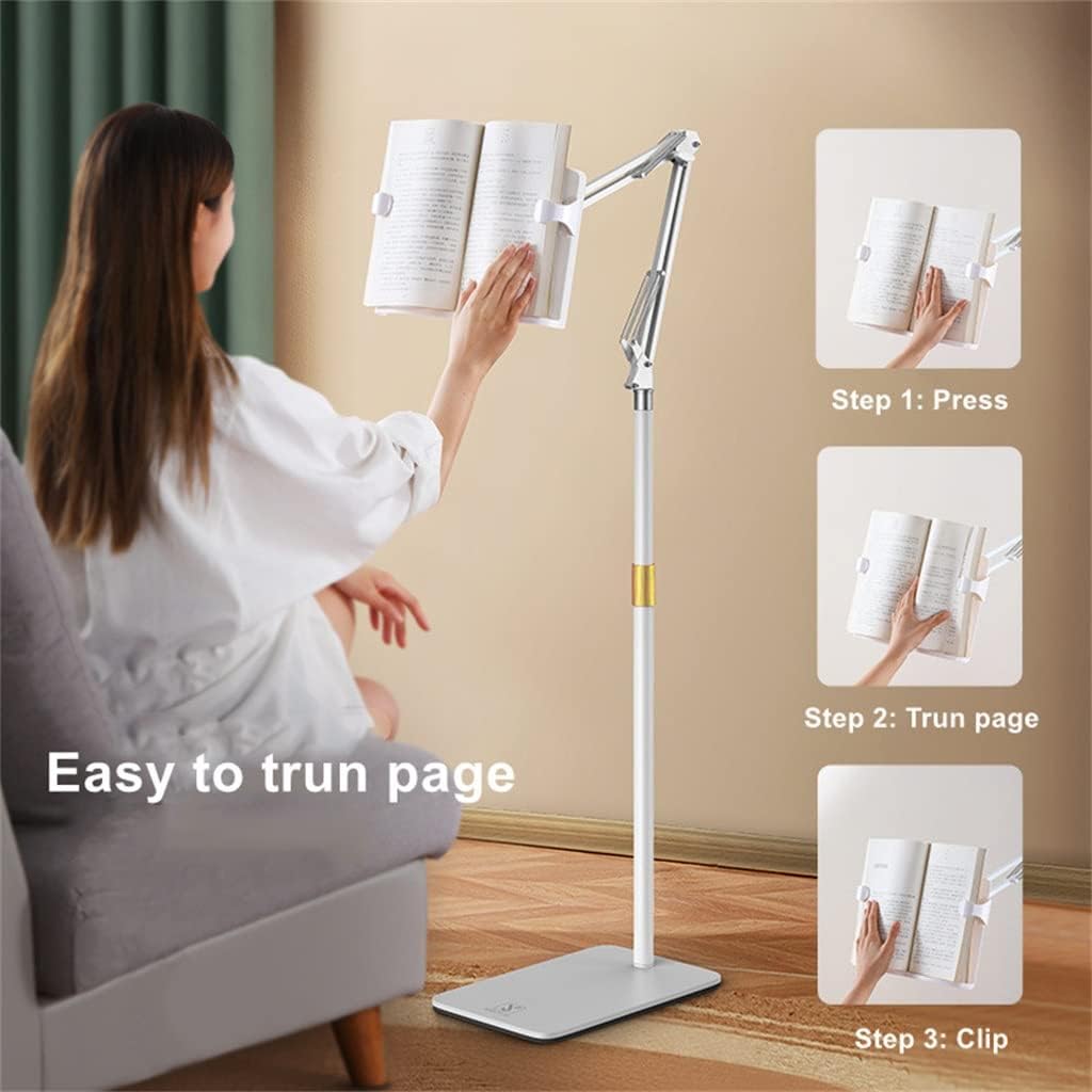 Height Adjustable Reading Book Floor Bracket Long Arm Table Bed Stand Multi Angle Rotation Holder