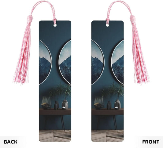Modern Style Room Bookmarks Gifts for Women Men, Wooden Bookmarks for Book Lovers, Vintage Book Marks Ornaments with Tassel, Unique Personalized Reading Page Markers Pink