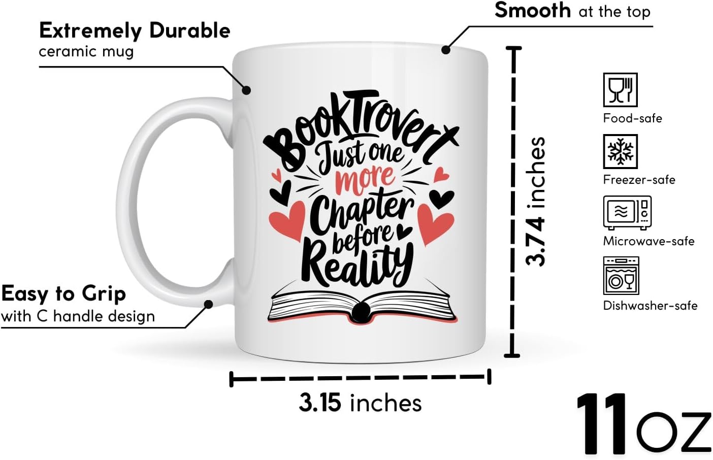 Book Lovers Coffee Mug 11oz White -Booktrovert Chapter A - Gift for Book Club Bookworm Bookish Reading Nerdy Avid Readers Women