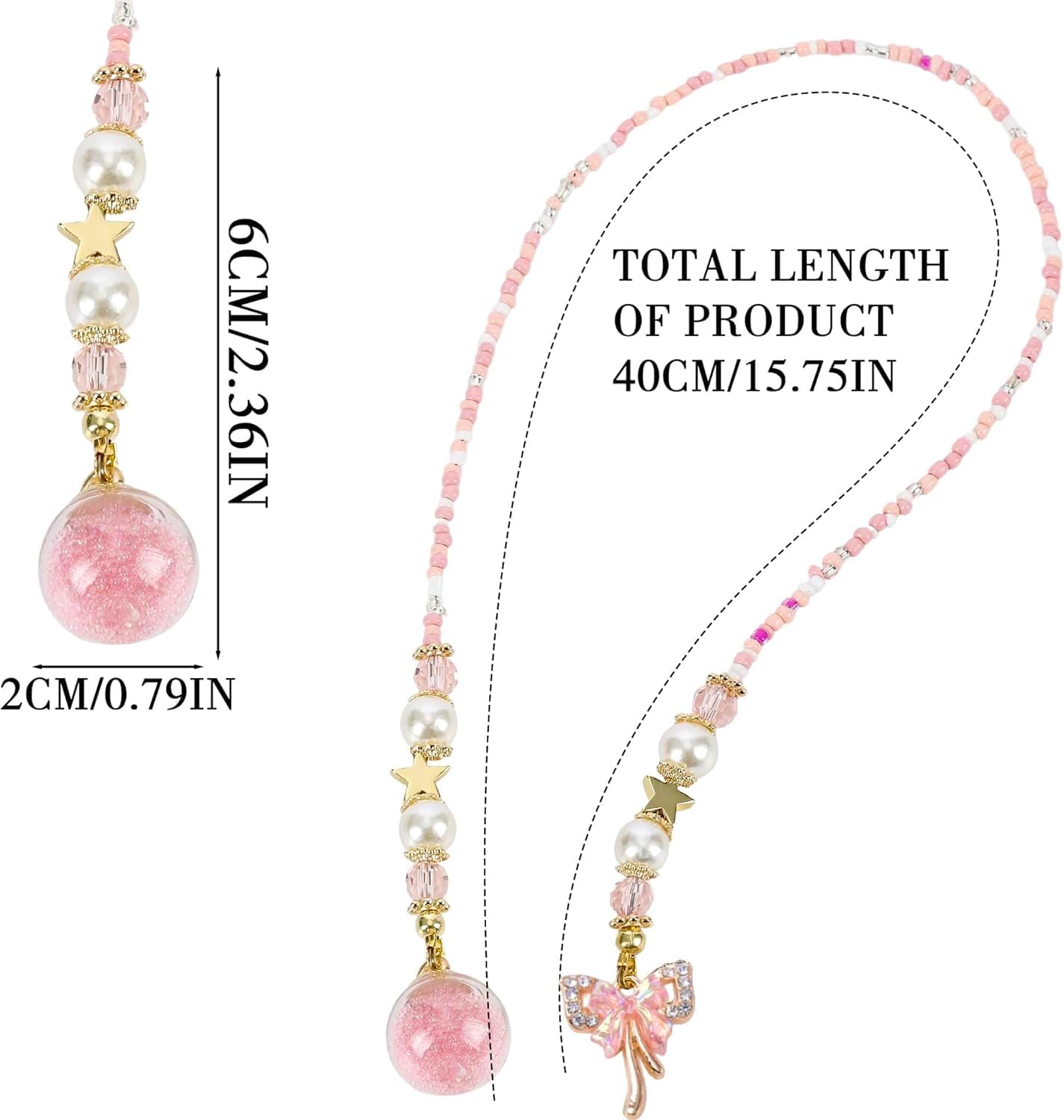 Cute Bow Bookmark Gifts - Pink Coquettee Beaded Bookmarks for Women Girls Book Lovers Funny Aesthetic Crystal Bead Chain Page Marks School Office Reading Accessories Bookish Gift for Birthday