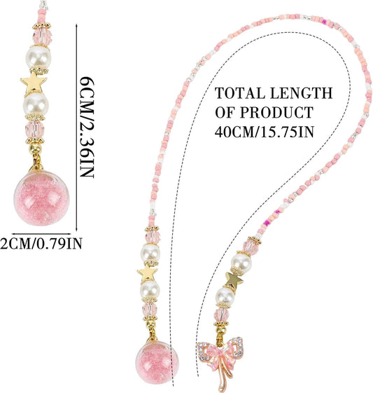 Cute Bow Bookmark Gifts - Pink Coquettee Beaded Bookmarks for Women Girls Book Lovers Funny Aesthetic Crystal Bead Chain Page Marks School Office Reading Accessories Bookish Gift for Birthday