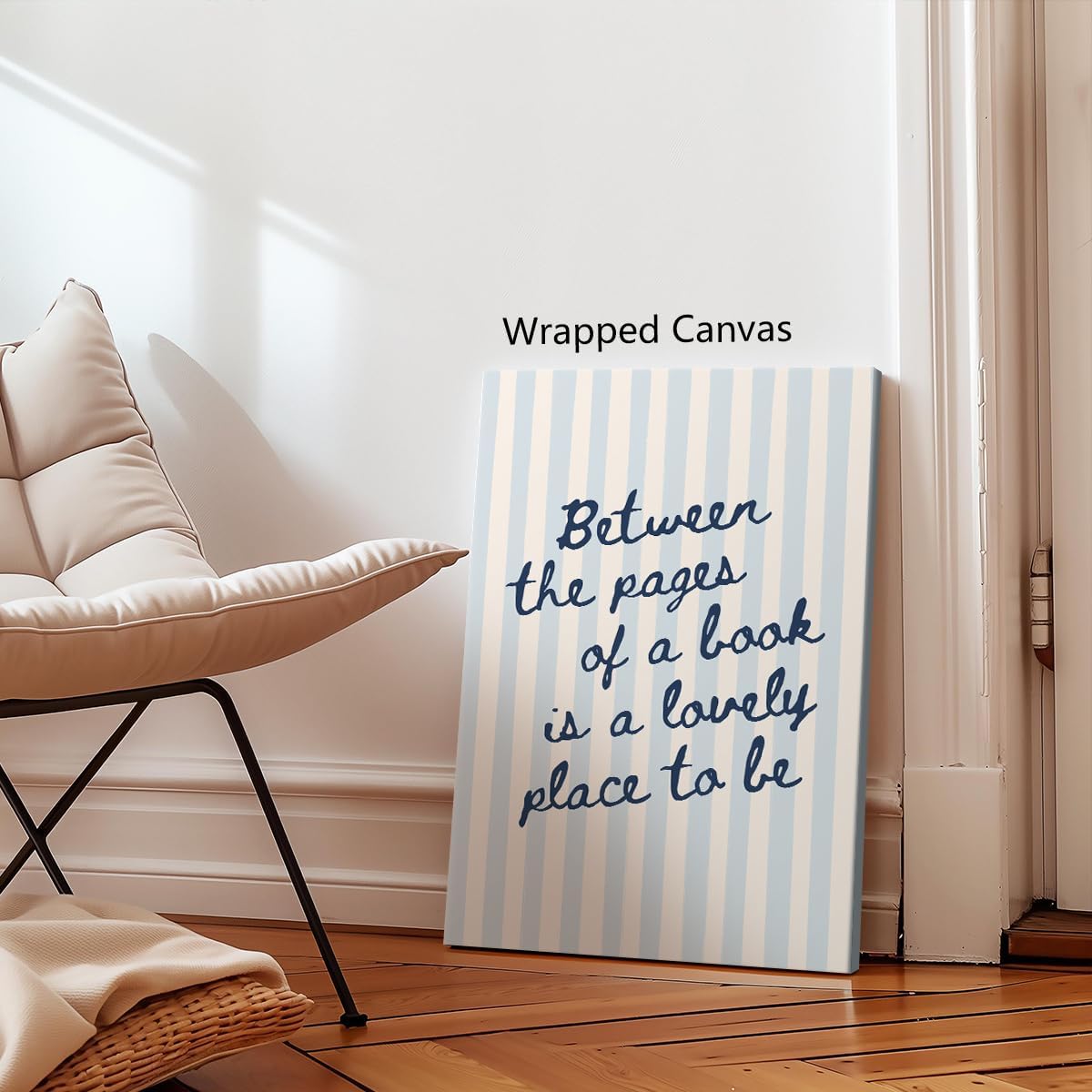 Adyggefy Book Canvas Wall Art, Between The Pages of A Book Is A Lovely Place To Be Quote Poster, Minimalist Bookish Literary Gift Print, Classroom Home Library Wall Decor 8x12in Unframed