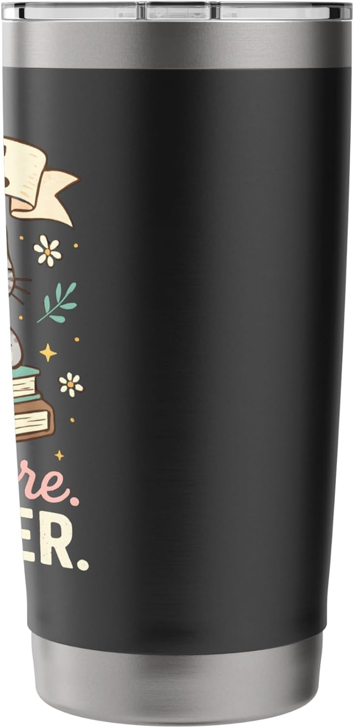 Book Lover Cute Cat Coffee Just 1 More Chapter Cozy Reading Stainless Steel Insulated Tumbler