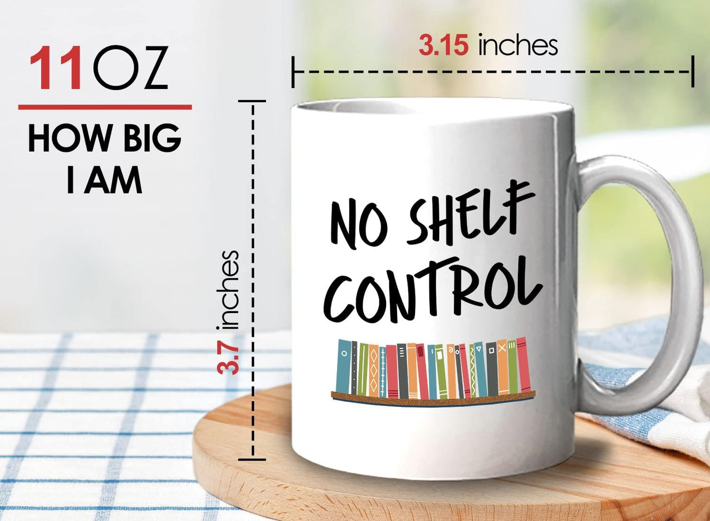 Bubble Hugs Book Lover Coffee Mug 11oz White - No Shelf - Bookworm Literature Librarian Book Lover Writer Reader Nerd Geek Bookish Book Collector Fiction Novelist Author Literary