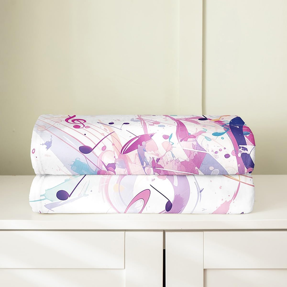 Erosebridal Music Notes Blanket for Teens,Musical Theme Throw Blanket Throw 50x60 Inch,Tie Dye Rhythm Pattern Fleece Blanket,Colorful Melody Note Flannel Blanket for Home Room Decor