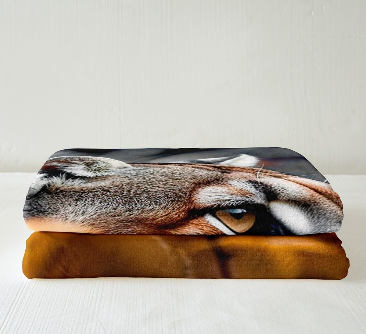 Feelyou Lion Duvet Cover 3D Safari Animal Blanket American Wild Cat Throw Blanket for Boys Girls Children Teens Room Decor Cougar Fleece Blanket Autumn Twin 60"x80" Sherpa Blanket
