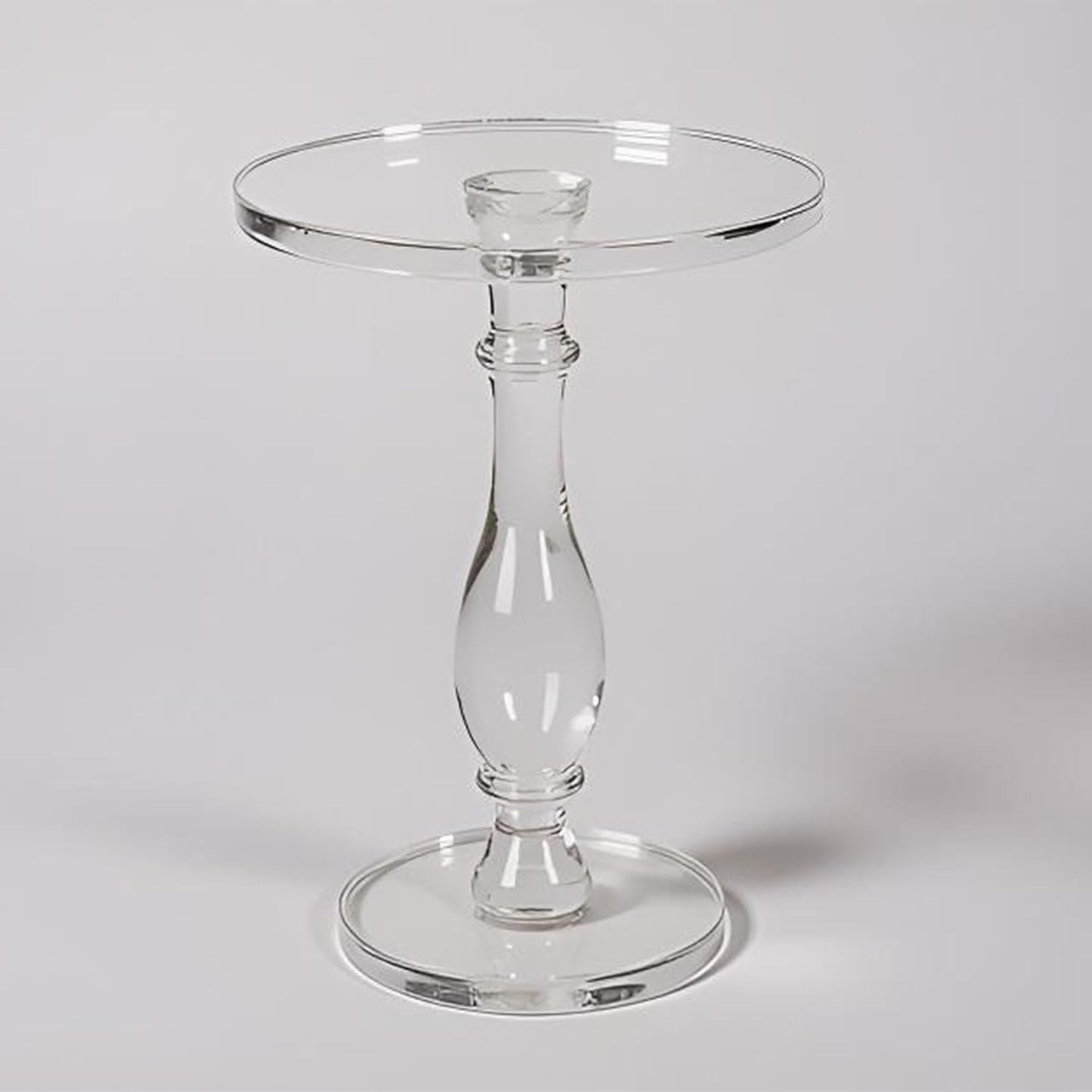 LIKENOW Acrylic End Table,Acrylic Side Table,Modern Nightstand with Clear Small Round Top and Solid Post for Living Room,Bedroom and Lobby 15.7x15.7x19.5 High inches